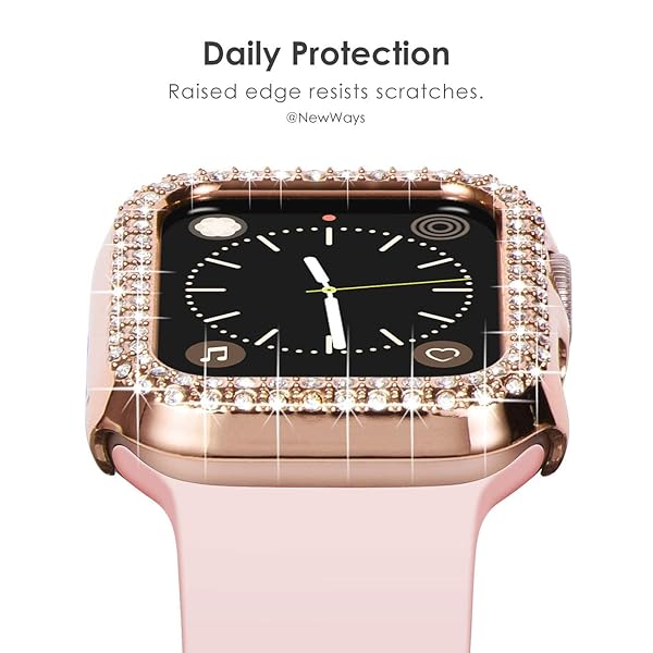 NewWays NewWays 2-Pack Bling Apple Watch Cases 38mm Series 3 2 1 Protective Bumper Rose Gold Clear - View 3 of 7