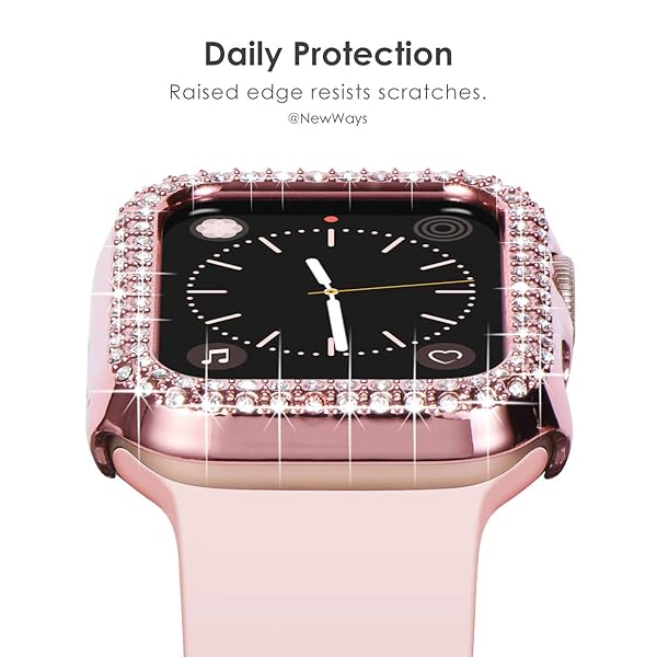 NewWays NewWays 2-Pack Bling Apple Watch Cases 44mm SE Series 6 5 4 Protective Bumper iWatch SE Series 4 5 6 Pink Clear - View 3 of 7