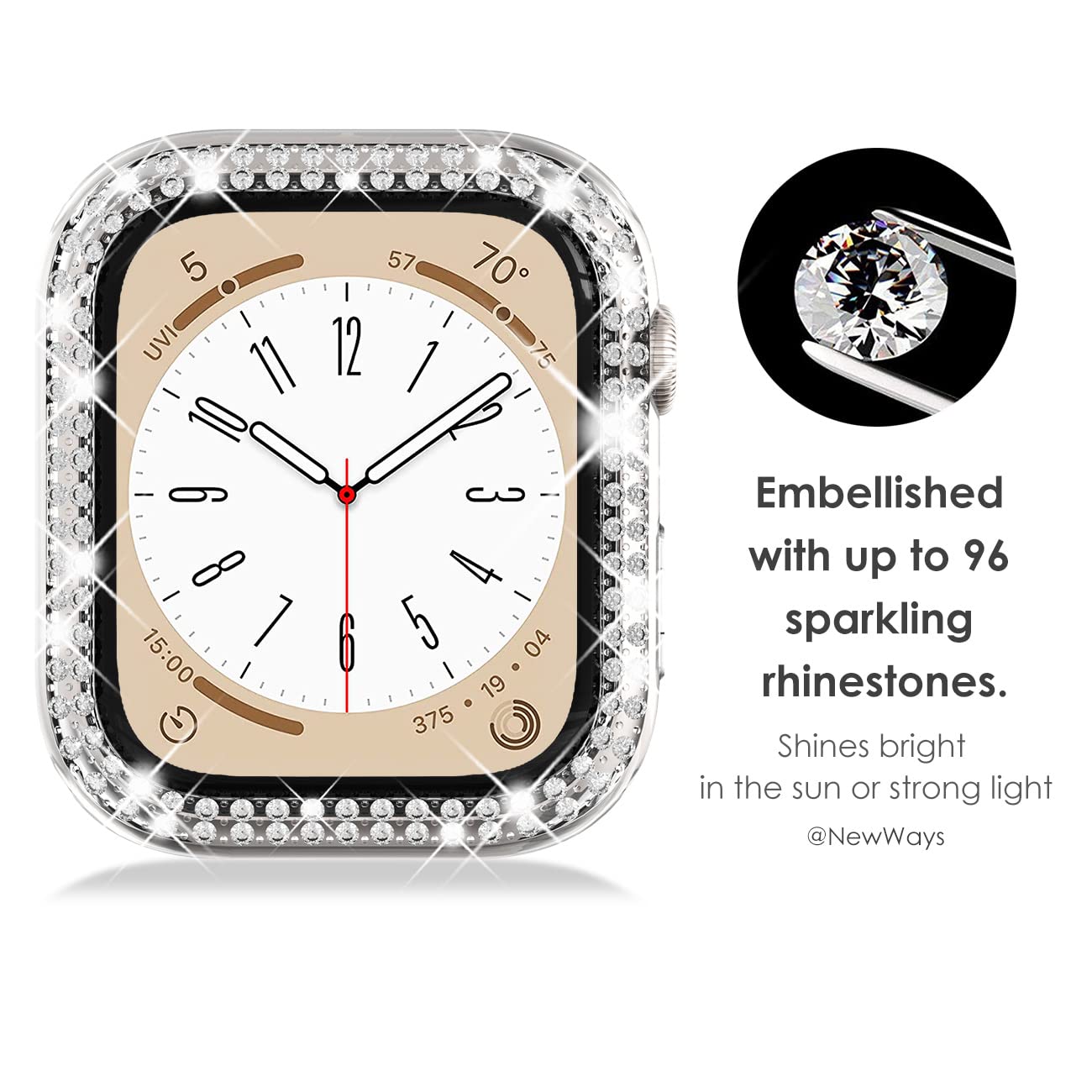 NewWays NewWays 2-Pack Bling Apple Watch Cases 38mm - Stylish Protective Bumper for Series 1/2/3 (Black/Clear) - View 2 of 7