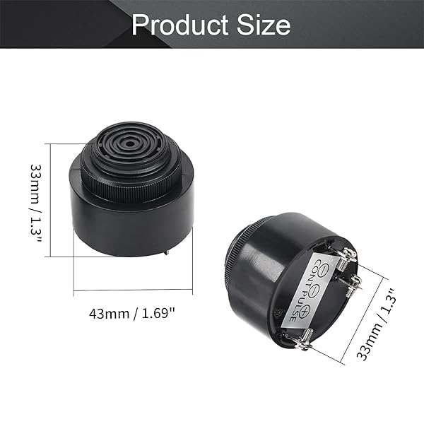 Fielect Fielect DC12V 90dB Active Electronic Buzzer Alarm Sounder Intermittent Beep Speaker Pack of 2 - View 4 of 9