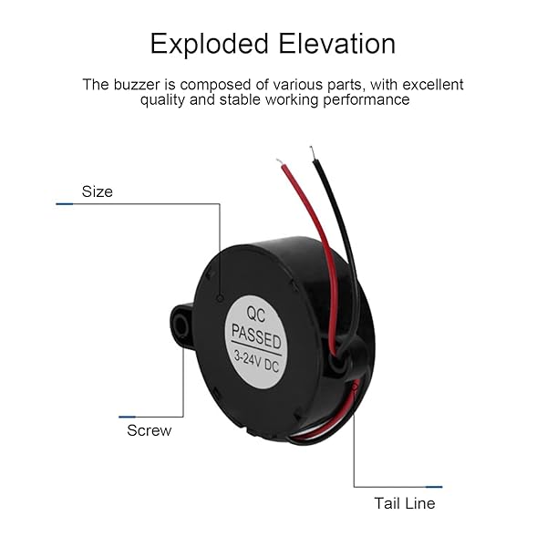 Fielect Fielect DC 12V 90dB Active Electronic Buzzer Alarm Continuous Sound Beep Speaker for Security and Alerts - View 7 of 9