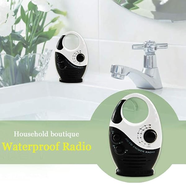HONUTIGE Waterproof Shower Radio Adjustable Volume AM FM Speaker Wireless Bathroom Radio with Top Handle for Ultimate Shower Experience - View 3 of 6