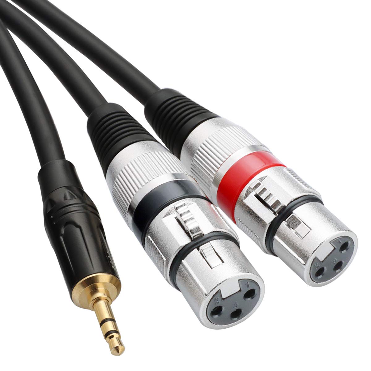 Tisino Dual XLR to 3.5mm Stereo Mic Cable 2 XLR Female to 1/8 Inch Mini Jack Y Splitter Breakout Lead Microphone Cord 6.6 feet
