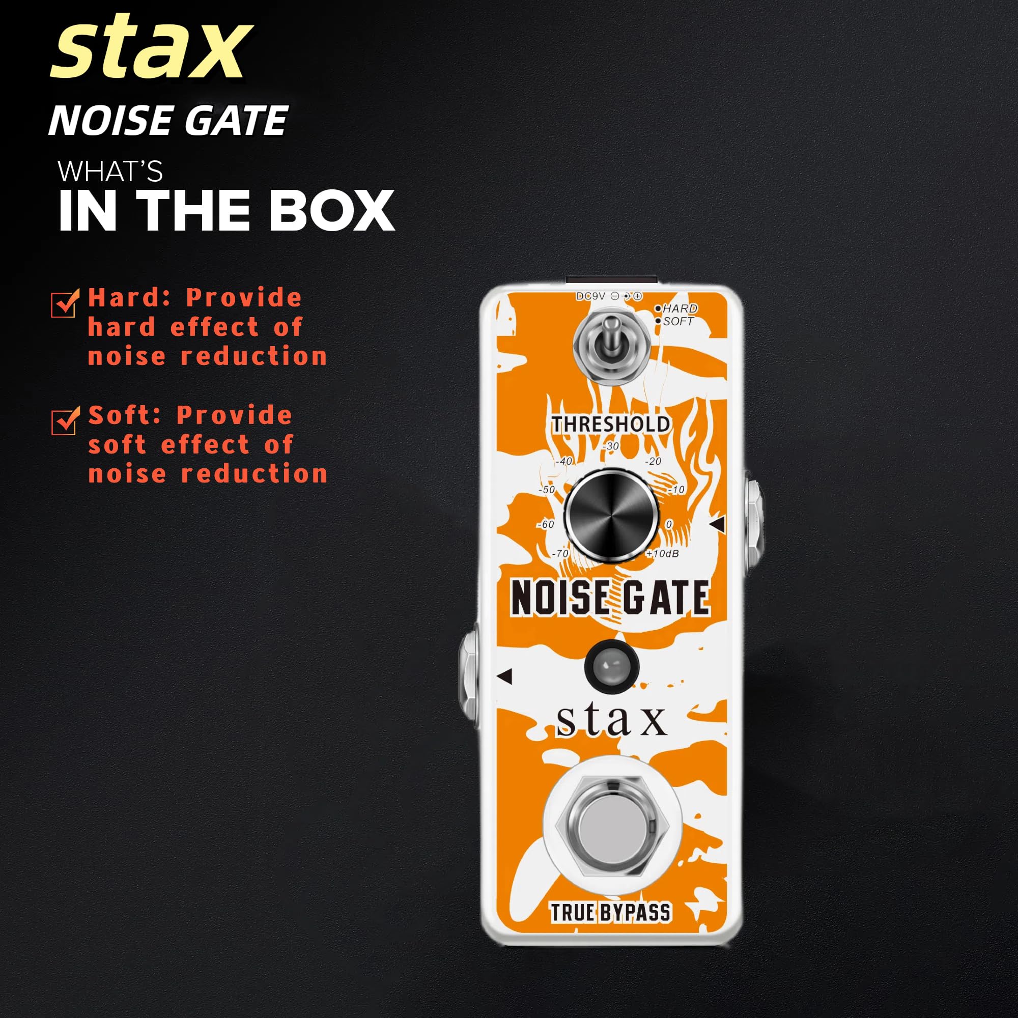 Stax Stax Noise Gate Guitar Pedal for Electric Guitar with Hard and Soft Modes True Bypass Noise Killer - View 2 of 5