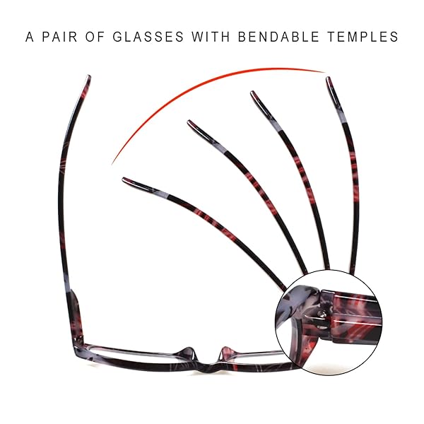 SIGVAN 5 Pack Spring Hinge Reading Glasses Rectangular Fashion Quality Readers for Men and Women 2.50 Strength - View 3 of 7