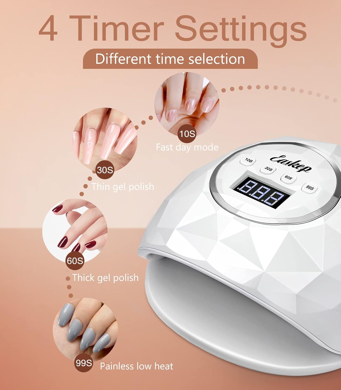 Easkep Easkep UV LED Nail Lamp 86W Fast Nail Dryer for Gel Polish Curing with Eyes Protection Ideal for Home and Salon Use - View 4 of 7