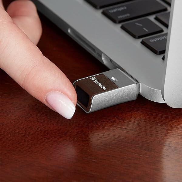 Verbatim 32GB Fingerprint Secure USB 3.0 Flash Drive with AES 256 Encryption Silver for Safe Data Storage - View 5 of 6