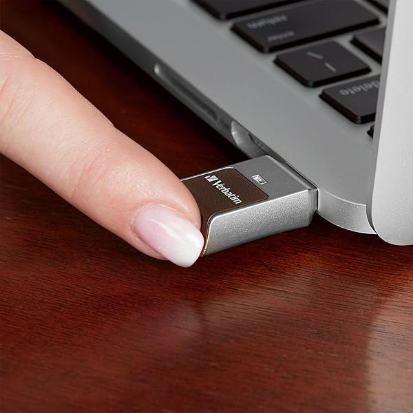 Verbatim 32GB Fingerprint Secure USB 3.0 Flash Drive with AES 256 Encryption Silver for Safe Data Storage - View 6 of 6