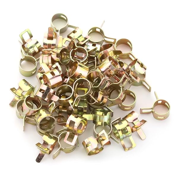 Fielect Fielect 50pcs 10mm Spring Band Hose Pipe Clamp Assortment Kit for Plumbing Automotive Mechanical Low Pressure Air Fasteners