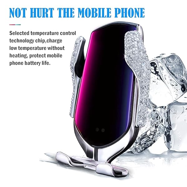 eing Bling Car Phone Mount and Wireless USB Charger Automatic Clamping Holder Compatible with iPhone Xs Max XR X 8 Silver - View 5 of 7