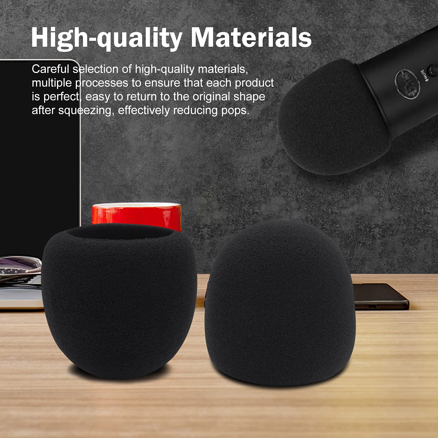 Boseen Foam Microphone Windscreen for Blue Yeti Professional Pop Filter 2.5 Inch Diameter Microphones Sponge Mic Cover 2Pcs - View 2 of 7