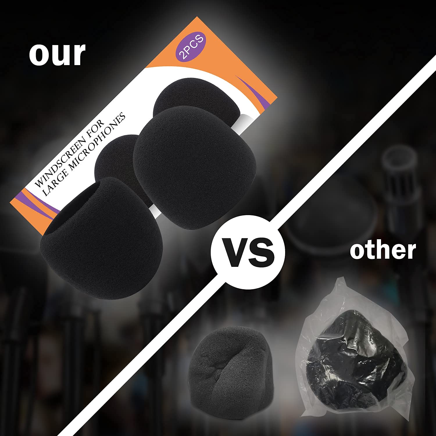 Boseen Foam Microphone Windscreen for Blue Yeti Professional Pop Filter 2.5 Inch Diameter Microphones Sponge Mic Cover 2Pcs - View 5 of 7