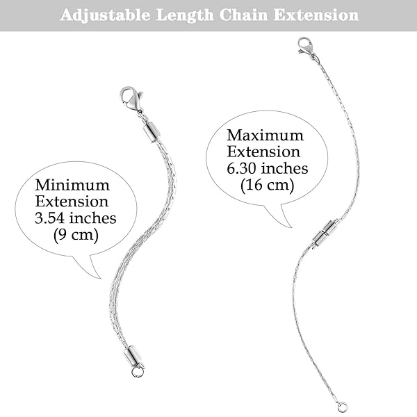 Hicarer Adjustable Stainless Steel Necklace Extender Chain with Lobster Clasp for Jewelry Making Set of 5 Silver Chains - View 2 of 7