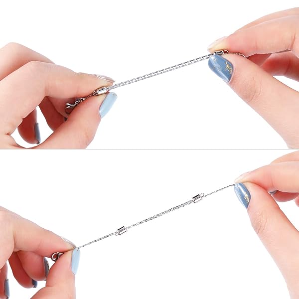 Hicarer Adjustable Stainless Steel Necklace Extender Chain with Lobster Clasp for Jewelry Making Set of 5 Silver Chains - View 3 of 7