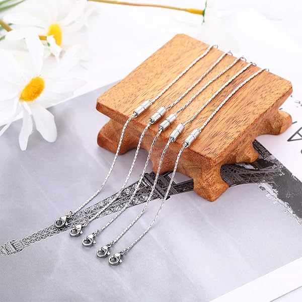 Hicarer Adjustable Stainless Steel Necklace Extender Chain with Lobster Clasp for Jewelry Making Set of 5 Silver Chains - View 5 of 7