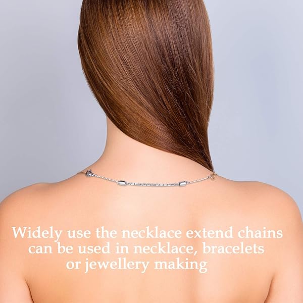 Hicarer Adjustable Stainless Steel Necklace Extender Chain with Lobster Clasp for Jewelry Making Set of 5 Silver Chains - View 6 of 7