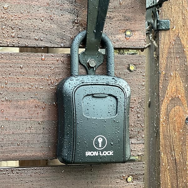 Iron Lock Iron Lock Key Lock Box Portable Waterproof 4 Digit Combination Removable Shackle Indoor Outdoor Holds 5 Spare Keys Wall Mounted - View 5 of 8