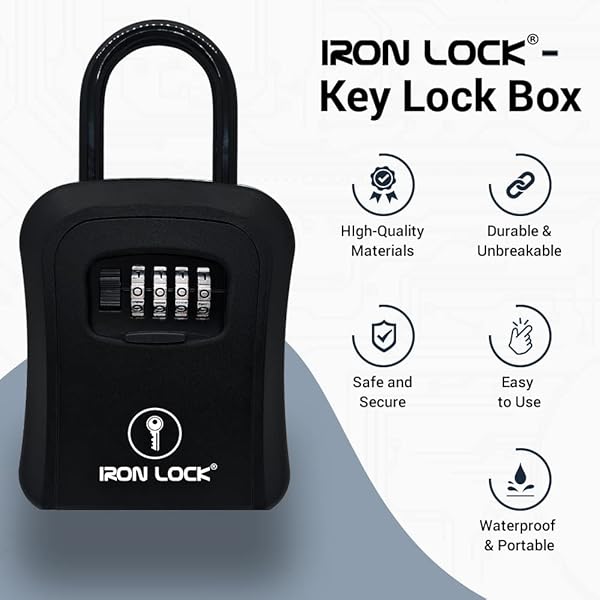 Iron Lock Iron Lock Key Lock Box Portable Waterproof 4 Digit Combination Removable Shackle Indoor Outdoor Holds 5 Spare Keys Wall Mounted - View 6 of 8