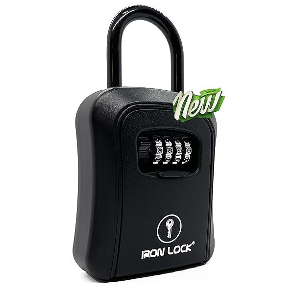 Iron Lock Iron Lock Key Lock Box Portable Waterproof 4 Digit Combination Removable Shackle Indoor Outdoor Holds 5 Spare Keys Wall Mounted - View 2 of 8
