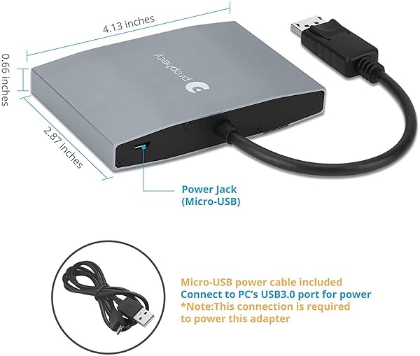 gofanco gofanco Prophecy 1x3 DisplayPort Adapter - Triple DisplayPort MST Hub for 4K @30Hz on Windows PCs - View 4 of 10