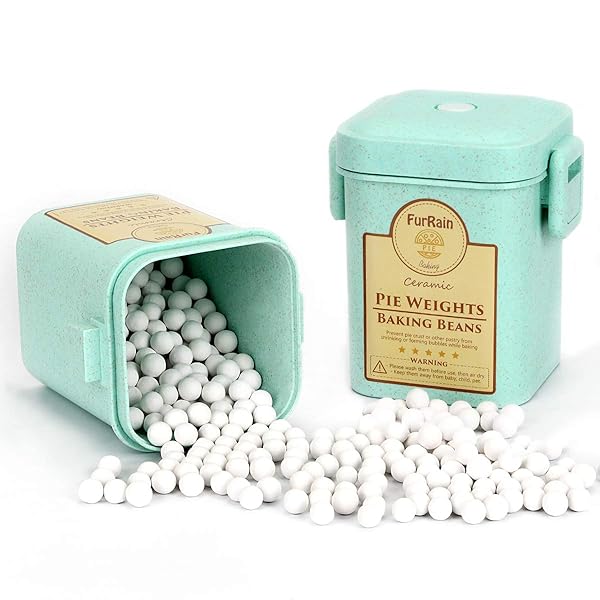 FurRain FurRain Reusable Ceramic Pie Weights - 10mm Baking Beans for Perfect Pie Crusts with Eco-Friendly Wheat Straw Container