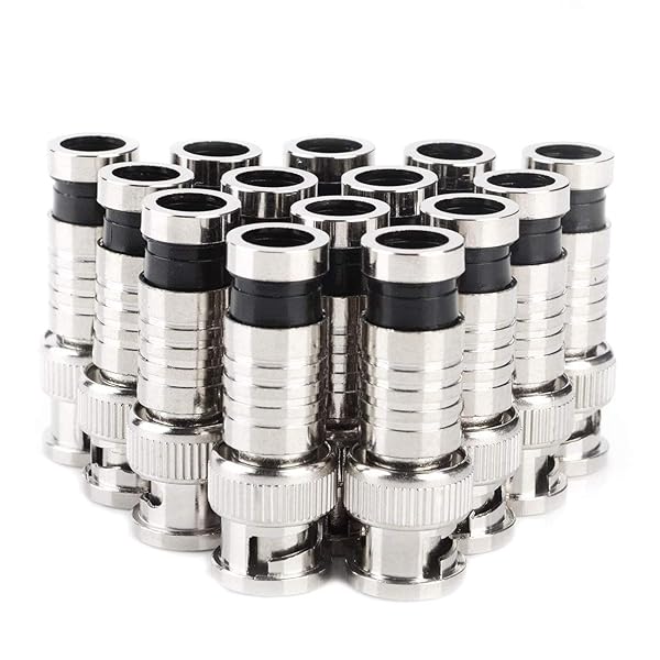 Rcllb BNC Compression Connector 20PCS RG59 Crimper Video Plug Coaxial Cable Connectors for CCTV Home Security Camera Antenna System