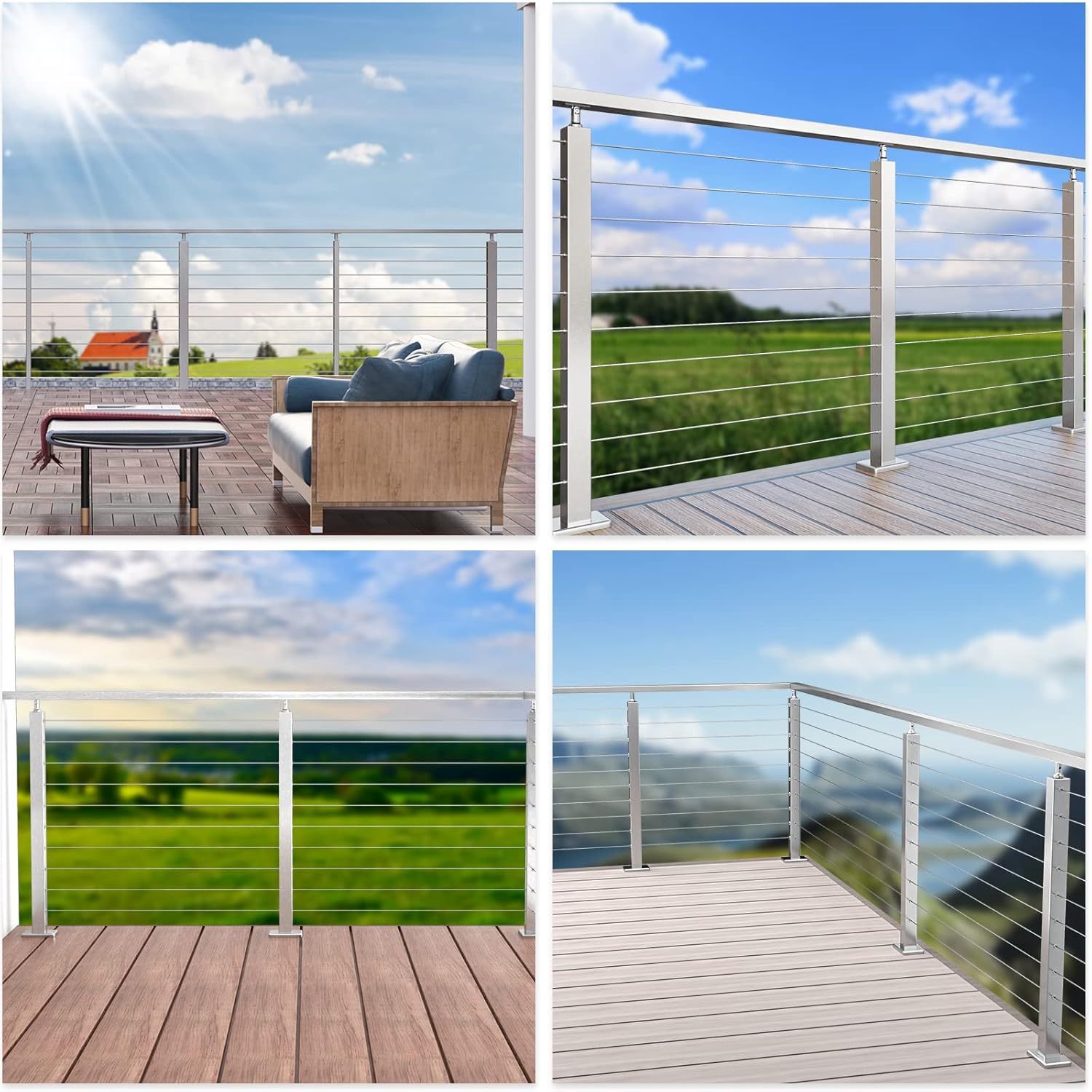 Muzata "Buy Muzata 36" Cable Railing Post Kit - Brushed T304 Stainless Steel for Indoor/Outdoor Use | Easy Install Guide Included" - View 5 of 7