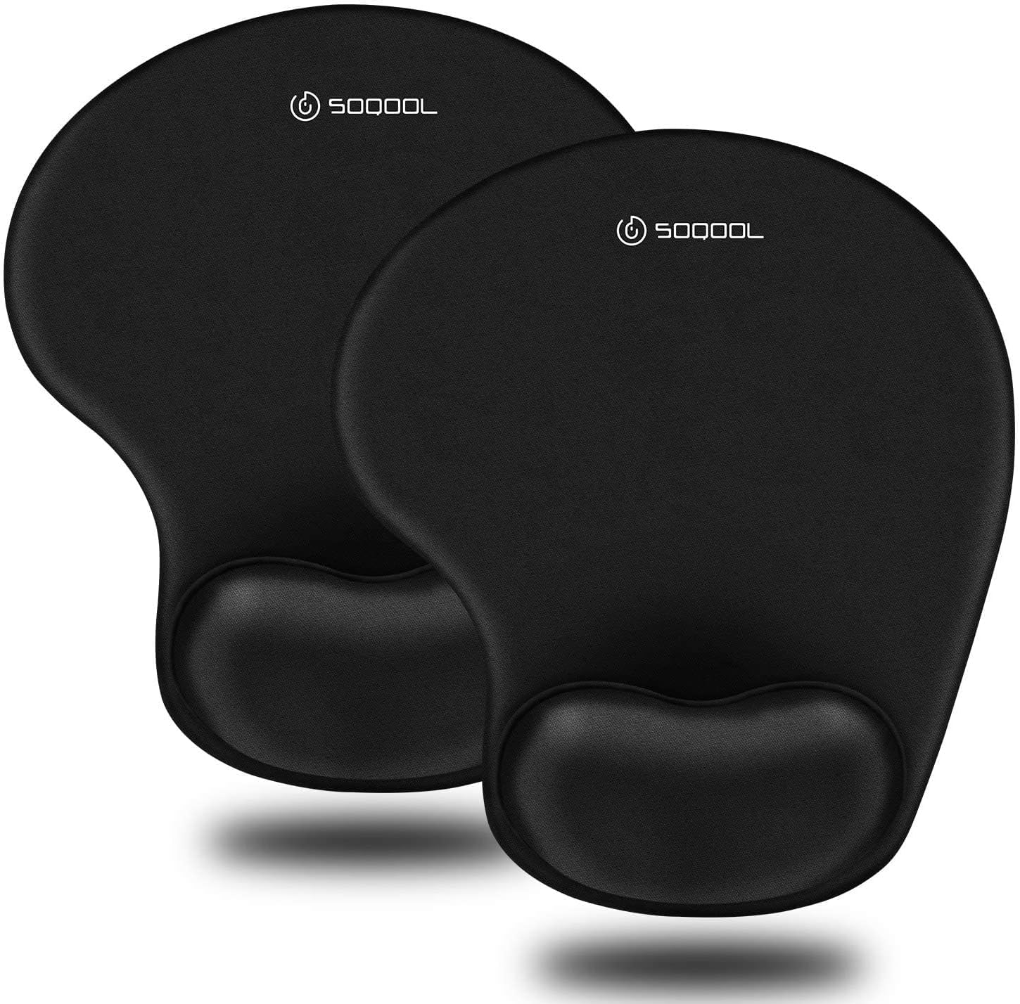 Soqool Ergonomic Mouse Pad 2 Pack with Gel Wrist Rest Non-Slip Base for Comfort and Pain Relief Durable Easy to Clean Black