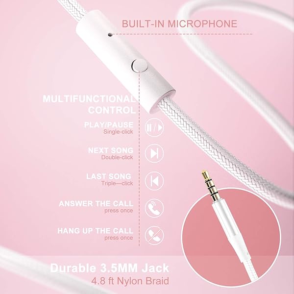 LORELEI LORELEI X6 Lightweight Foldable Over-Ear Headphones with Microphone Portable Stereo Bass for Smartphone Tablet MP3 Pearl Pink - View 3 of 6