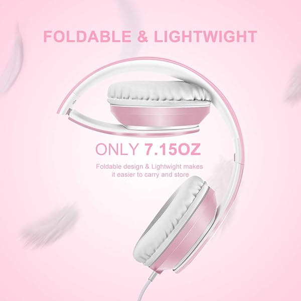 LORELEI LORELEI X6 Lightweight Foldable Over-Ear Headphones with Microphone Portable Stereo Bass for Smartphone Tablet MP3 Pearl Pink - View 4 of 6