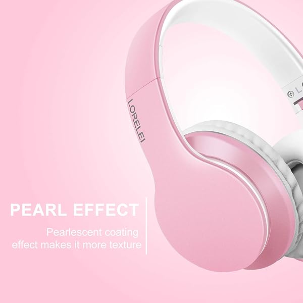LORELEI LORELEI X6 Lightweight Foldable Over-Ear Headphones with Microphone Portable Stereo Bass for Smartphone Tablet MP3 Pearl Pink - View 5 of 6
