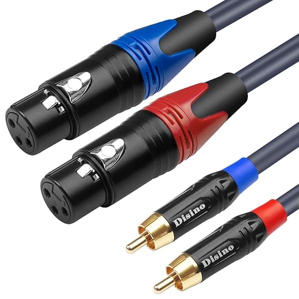 Disino Disino 10ft Dual XLR to RCA Cable - Heavy Duty HiFi Stereo Audio Connection for Microphones