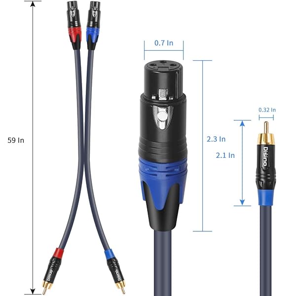 Disino Disino 5ft Dual XLR to Dual RCA Cable - Heavy Duty HiFi Stereo Microphone Interconnect Lead - View 4 of 8