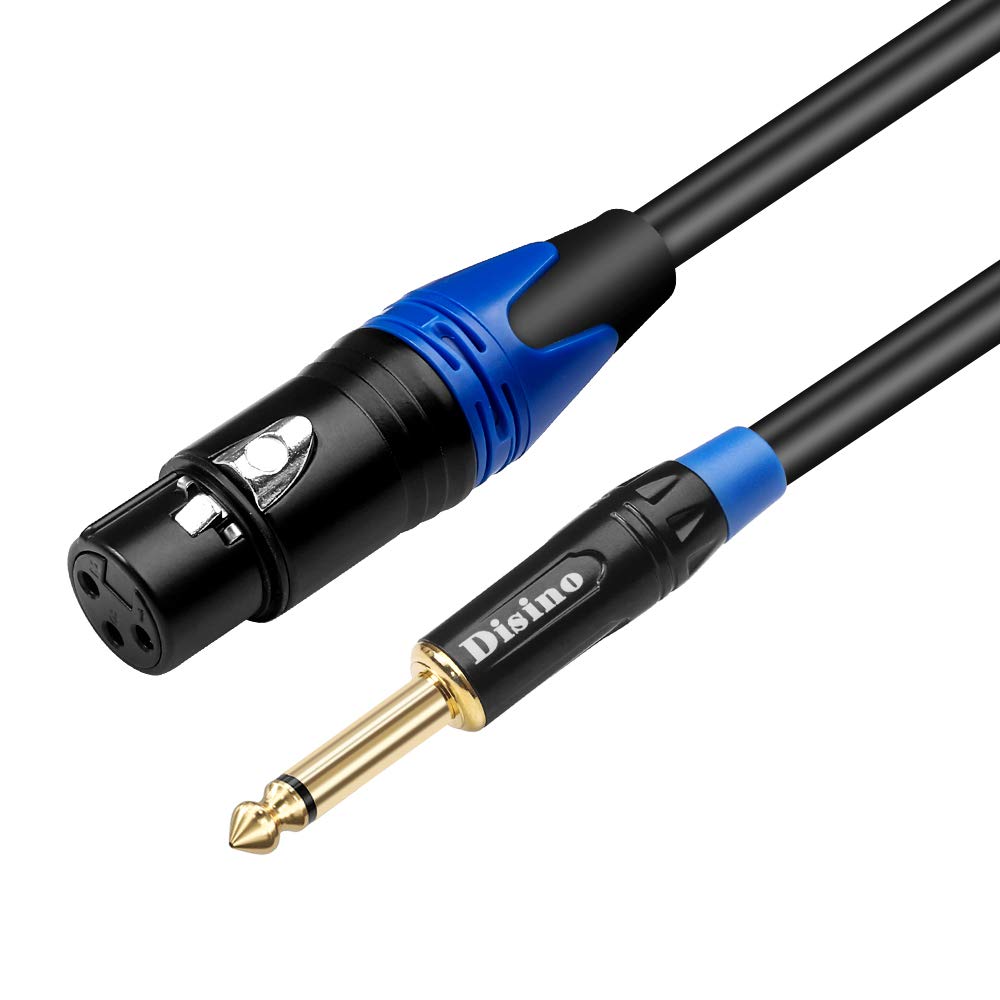 Disino Disino Female XLR to 1/4 Inch TS Mono Jack Microphone Cable 3.3 Feet Unbalanced Mic Cord for Dynamic Microphones