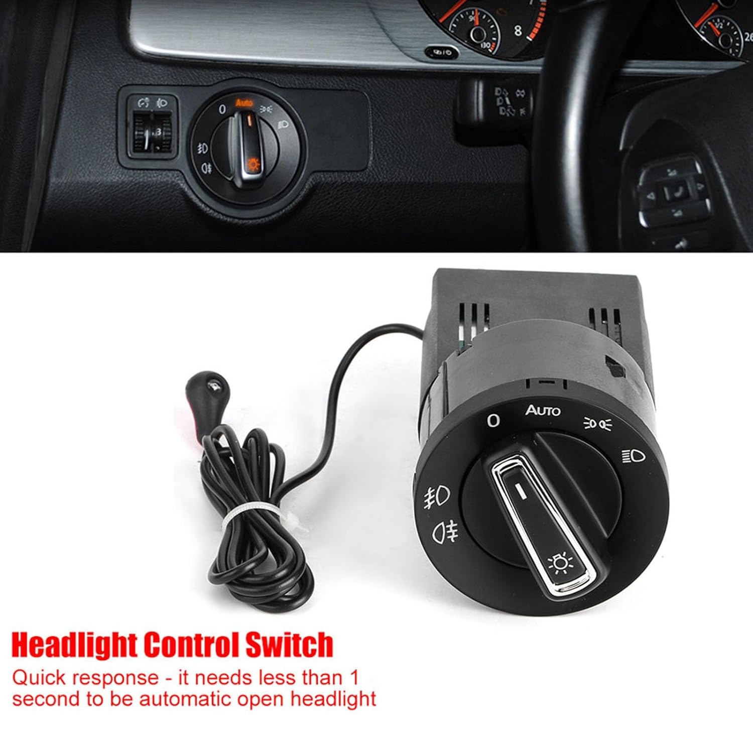 Qiilu Qiilu Headlight Switch with Light Sensor Module Push Button Automatic Black MK4 B5 Compatible for Enhanced Driving Safety - View 3 of 9