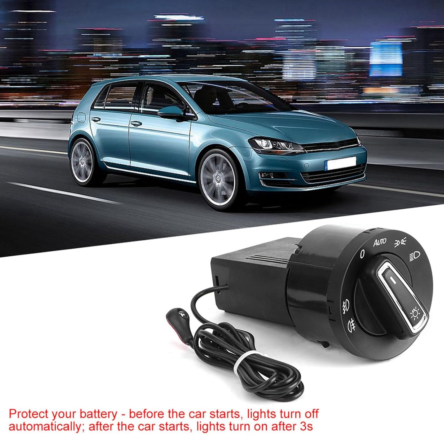 Qiilu Qiilu Headlight Switch with Light Sensor Module Push Button Automatic Black MK4 B5 Compatible for Enhanced Driving Safety - View 4 of 9