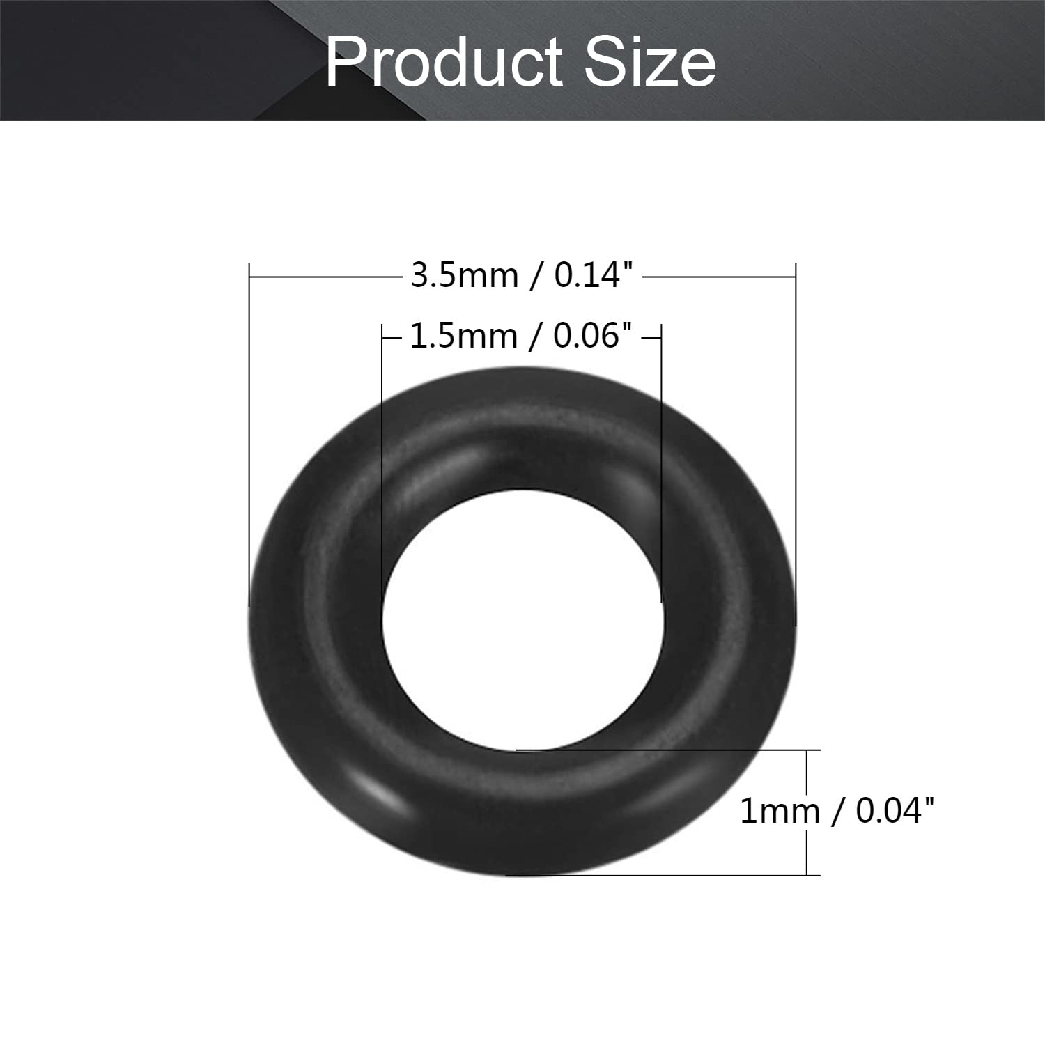 Othmro Othmro 10pcs Nitrile Rubber O-Rings 1mm Wire Dia 3.5mm OD for Oil Air Sealing Professional Plumbing Car Repair Black - View 2 of 9