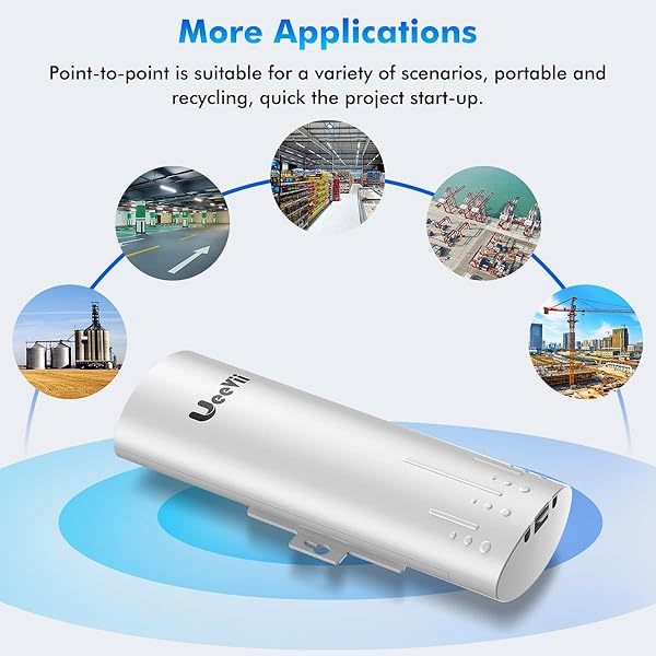 UeeVii UeeVii CPE450 Wireless Bridge: 5.8G Outdoor WiFi Point-to-Point, 3KM Range, 14dBi Antenna, Plug & Play, 24V PoE, 2 RJ45 Ports - View 9 of 11
