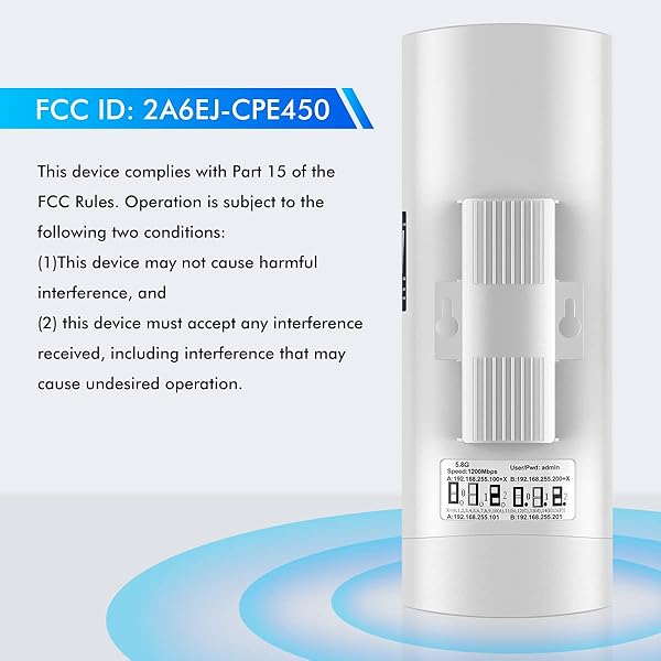 UeeVii UeeVii CPE450 Wireless Bridge: 5.8G Outdoor WiFi Point-to-Point, 3KM Range, 14dBi Antenna, Plug & Play, 24V PoE, 2 RJ45 Ports - View 10 of 11