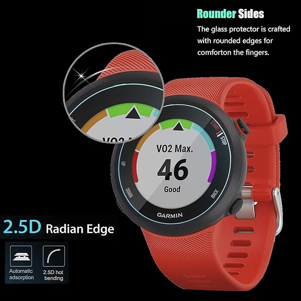 AKWOX AKWOX 4 Pack Tempered Glass Screen Protector for Garmin Forerunner 55 45 45S GPS Running Watch High Definition Anti Scratch Bubble Free - View 5 of 7