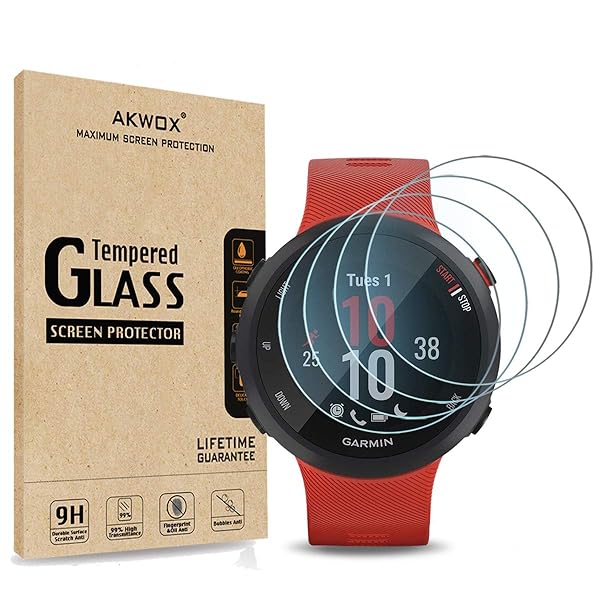 AKWOX AKWOX 4 Pack Tempered Glass Screen Protector for Garmin Forerunner 55 45 45S GPS Running Watch High Definition Anti Scratch Bubble Free