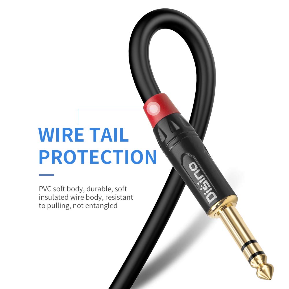 Disino RCA to 1/4 Insert Cable 6.35mm TRS Male to Dual RCA Audio Y Splitter 3.3 FT 1Meter - View 2 of 7