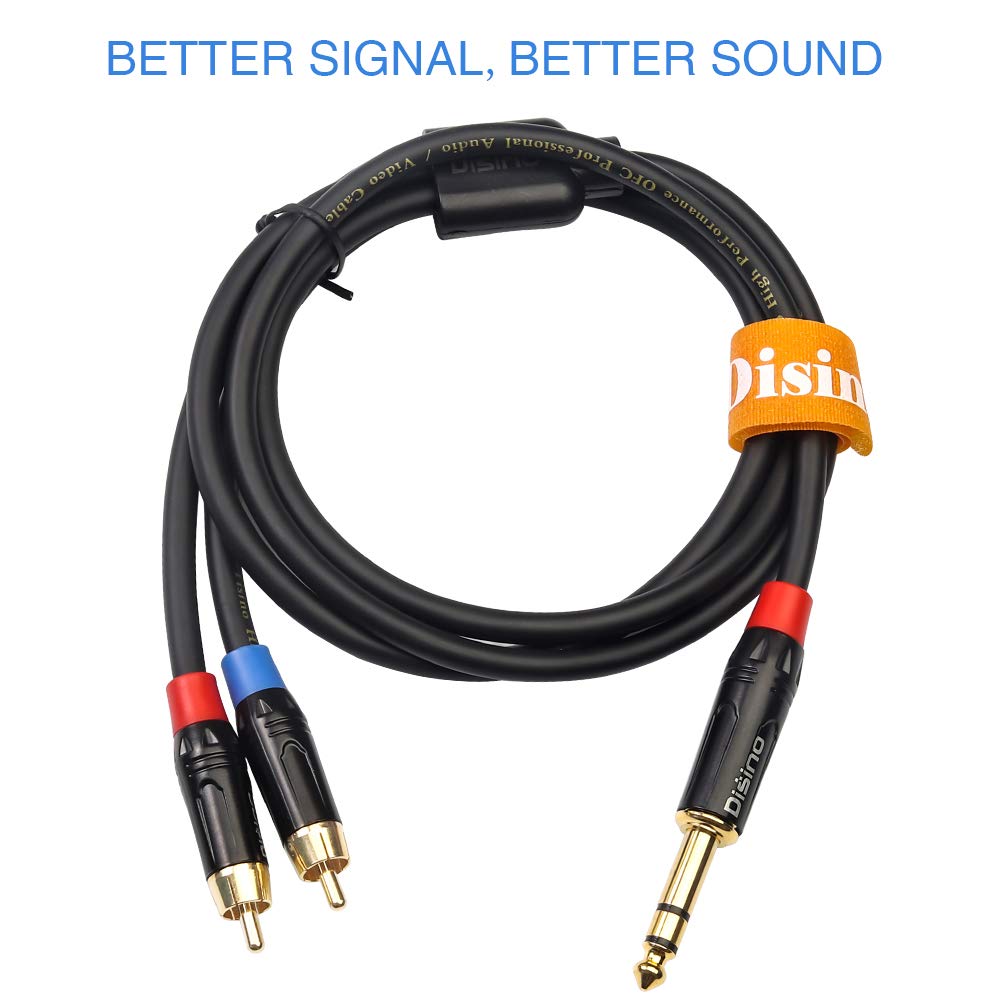 Disino RCA to 1/4 Insert Cable 6.35mm TRS Male to Dual RCA Audio Y Splitter 3.3 FT 1Meter - View 5 of 7