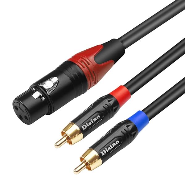 Disino XLR to Dual RCA Y Splitter Cable - 3.3ft Unbalanced Female to 2 RCA Stereo Audio Interconnect