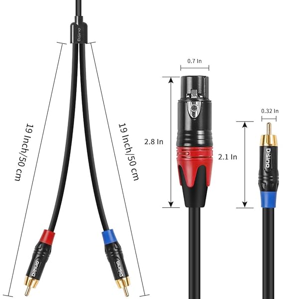 Disino Disino 10 Feet Female XLR to Dual RCA Y Splitter Patch Cable Unbalanced Stereo Audio Interconnect Duplicator Lead - View 3 of 7