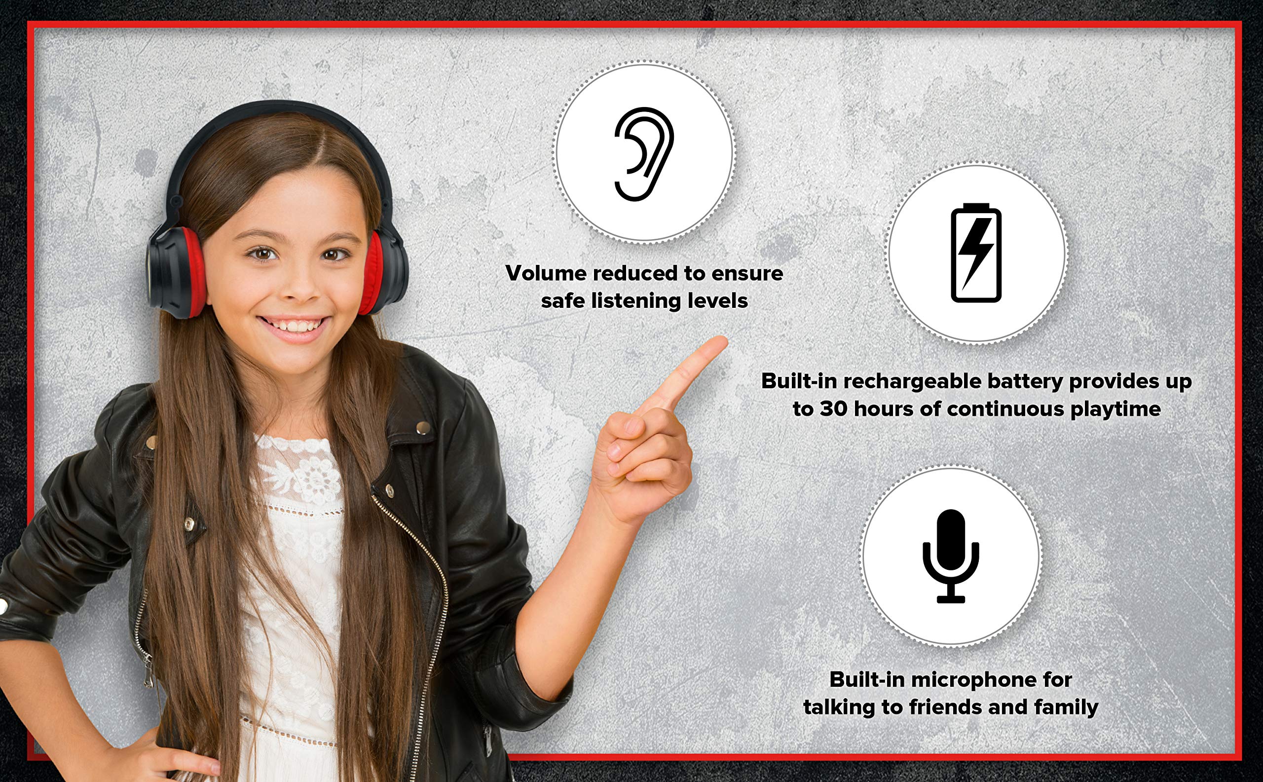 eKids eKids Black Widow Kids Bluetooth Headphones: Wireless, Foldable, Volume Reduced with Microphone for School & Travel - View 2 of 8