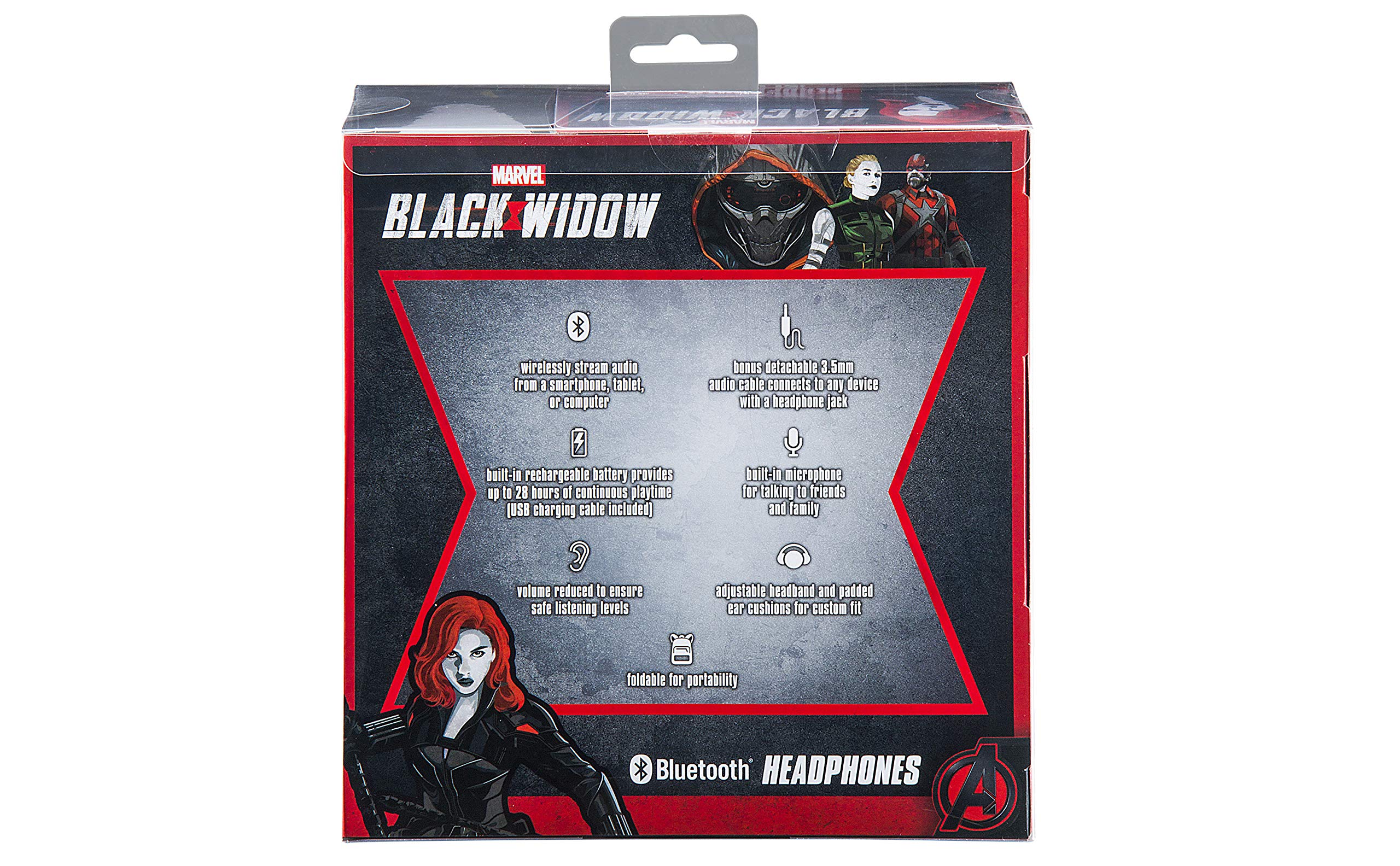 eKids eKids Black Widow Kids Bluetooth Headphones: Wireless, Foldable, Volume Reduced with Microphone for School & Travel - View 8 of 8