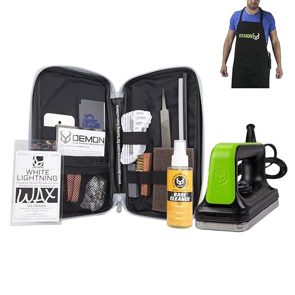 DEMON UNITED Ultimate Demon Mechanic Ski & Snowboard Tuning Wax Kit: Universal Wax, Cleaner, Iron & Apron Included!