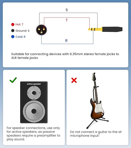 Tisino tisino 1/4&amp;quot; to XLR Cable, 6.35mm TRS to XLR Male Nylon Braid Quarter inch TRS to XLR Male Balanced Interconnect Microphone Cord Patch Cable - 15ft - View 6 of 8