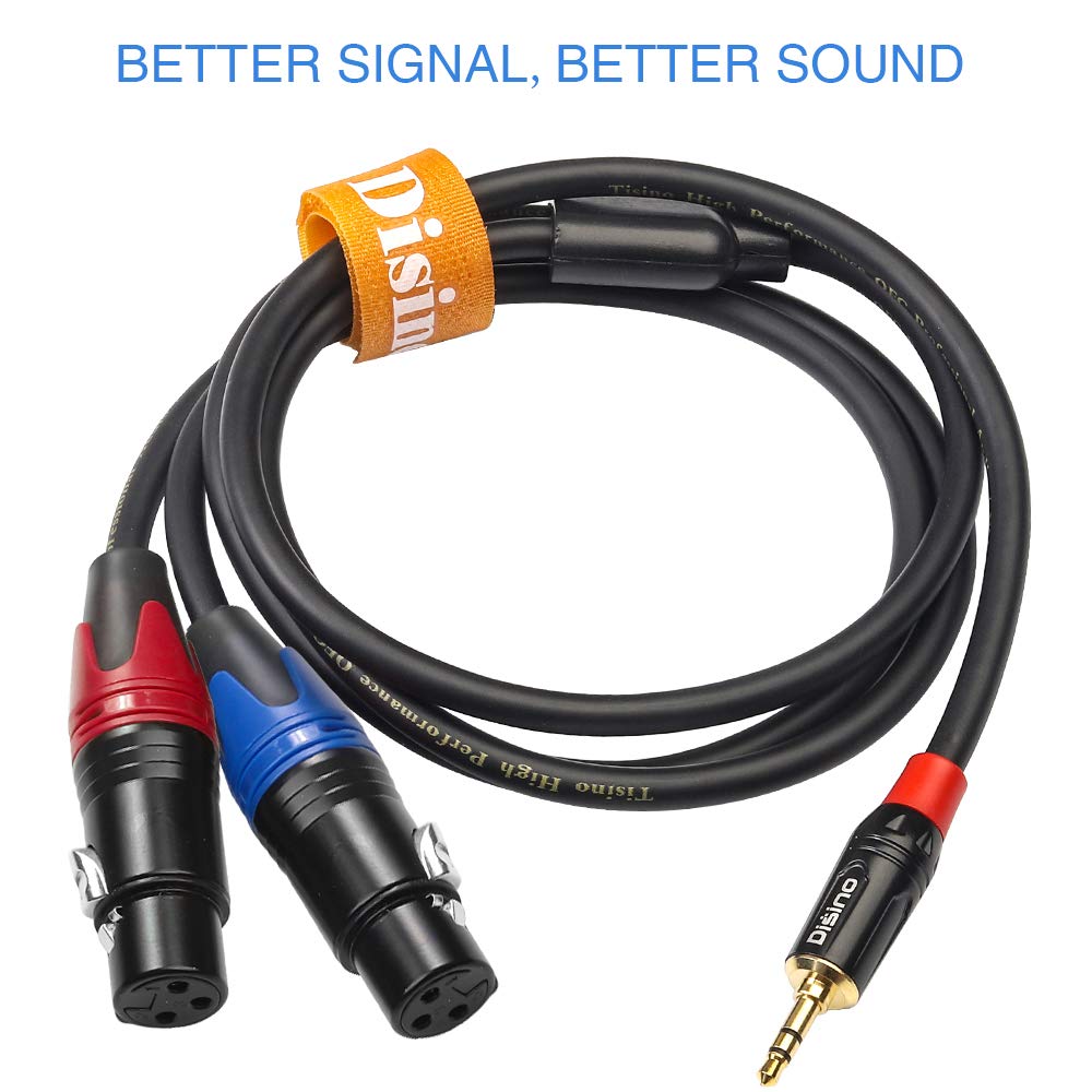 Disino Disino Dual Female XLR to 3.5mm Y-Splitter Cable 10 Feet Unbalanced XLR Female to Mini Jack TRS Stereo Aux Interconnect Audio Mic Cord - View 5 of 7